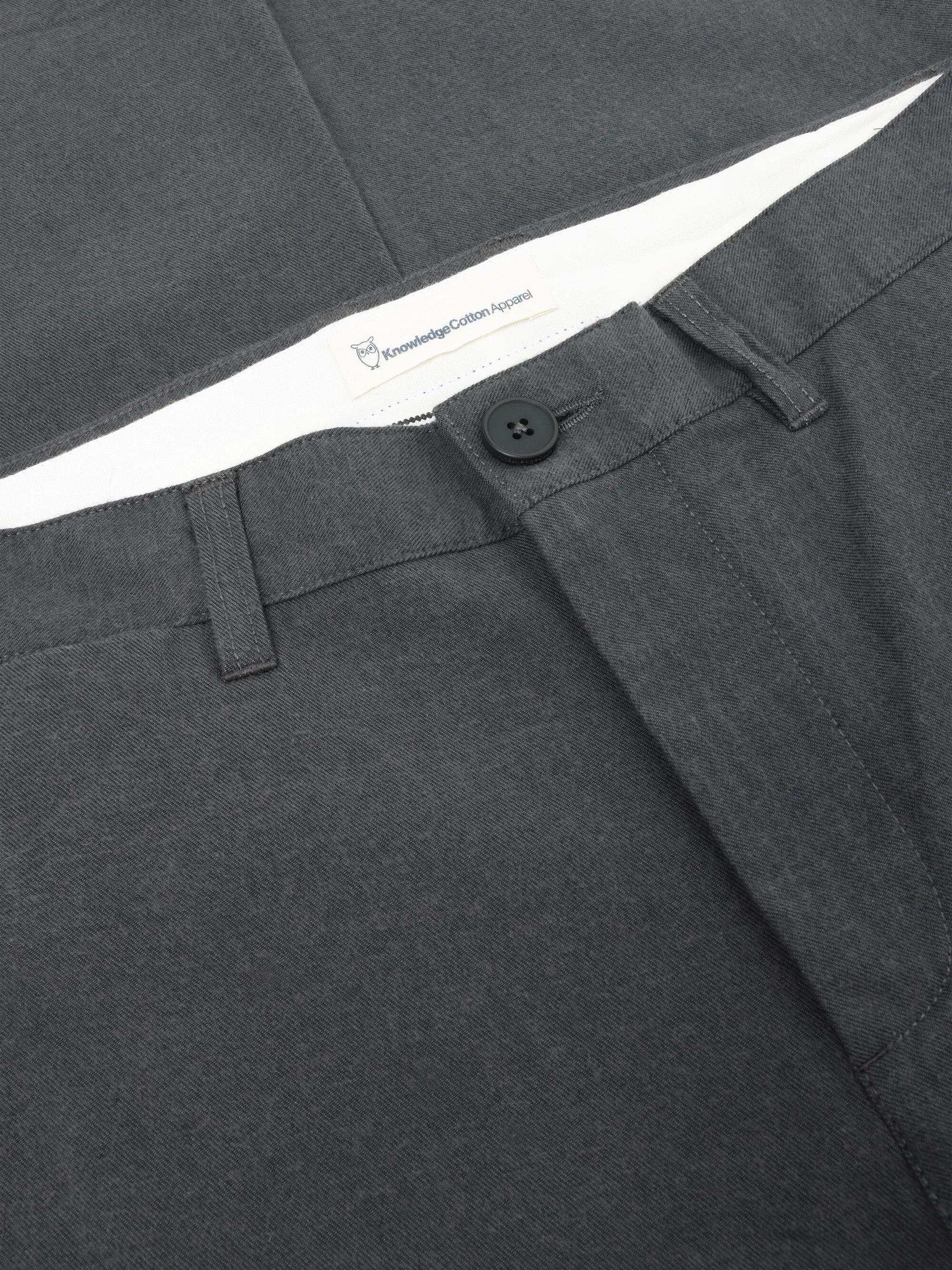 CHUCK regular flannel chino pants - Gray Pinstripe Knowledge Cotton