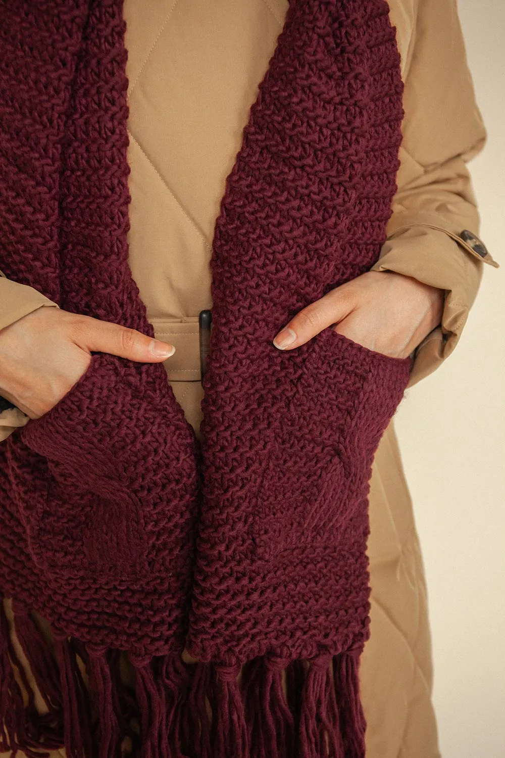 Chunkyss Yellow | Thick Knit Scarf w/ Pockets