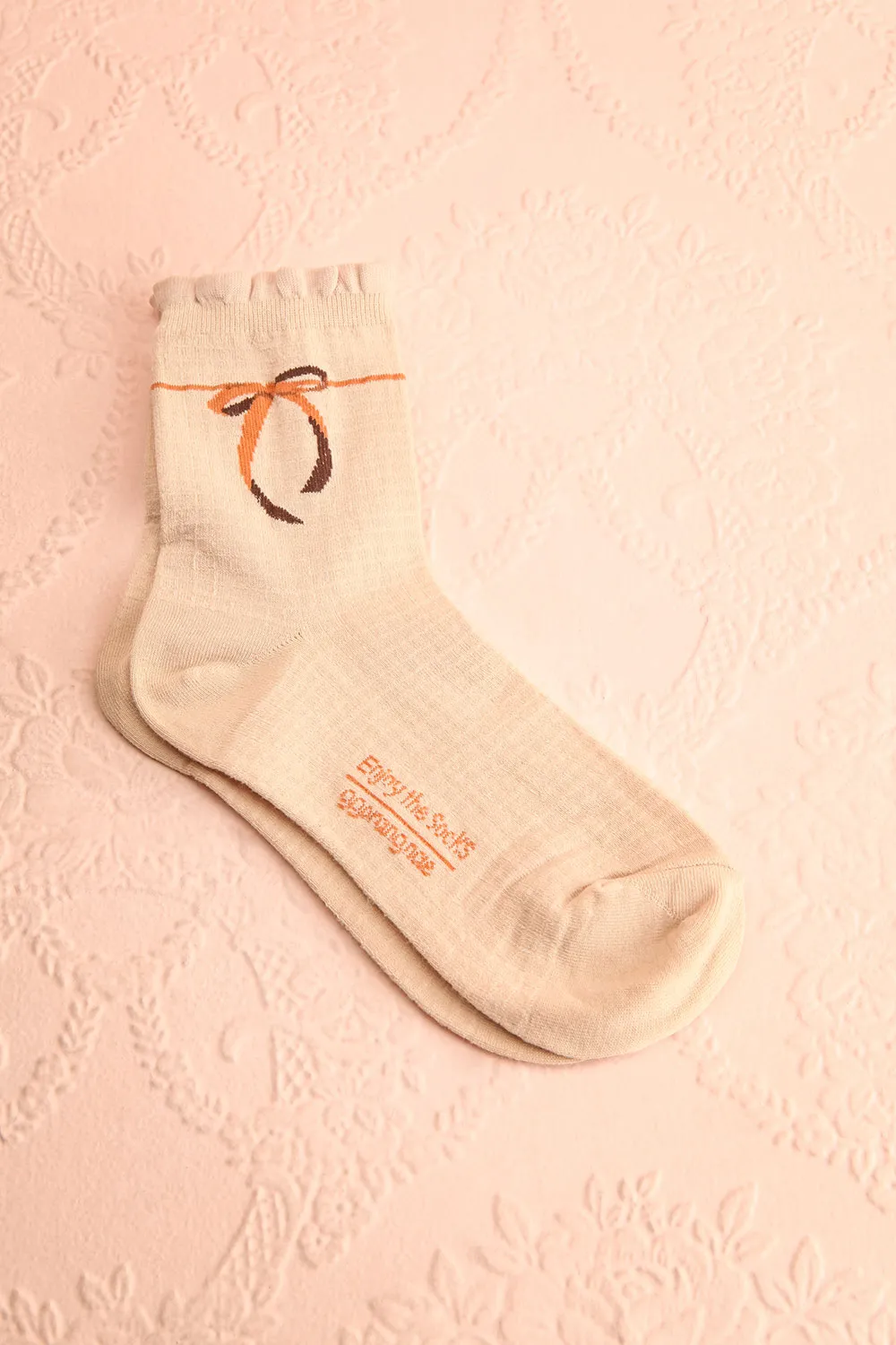 Cocotte Beige | Socks w/ Bow Detail