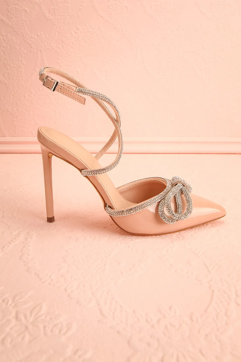 Commeatus Beige | Pointed-Toe Heels w/ Sequin Bow