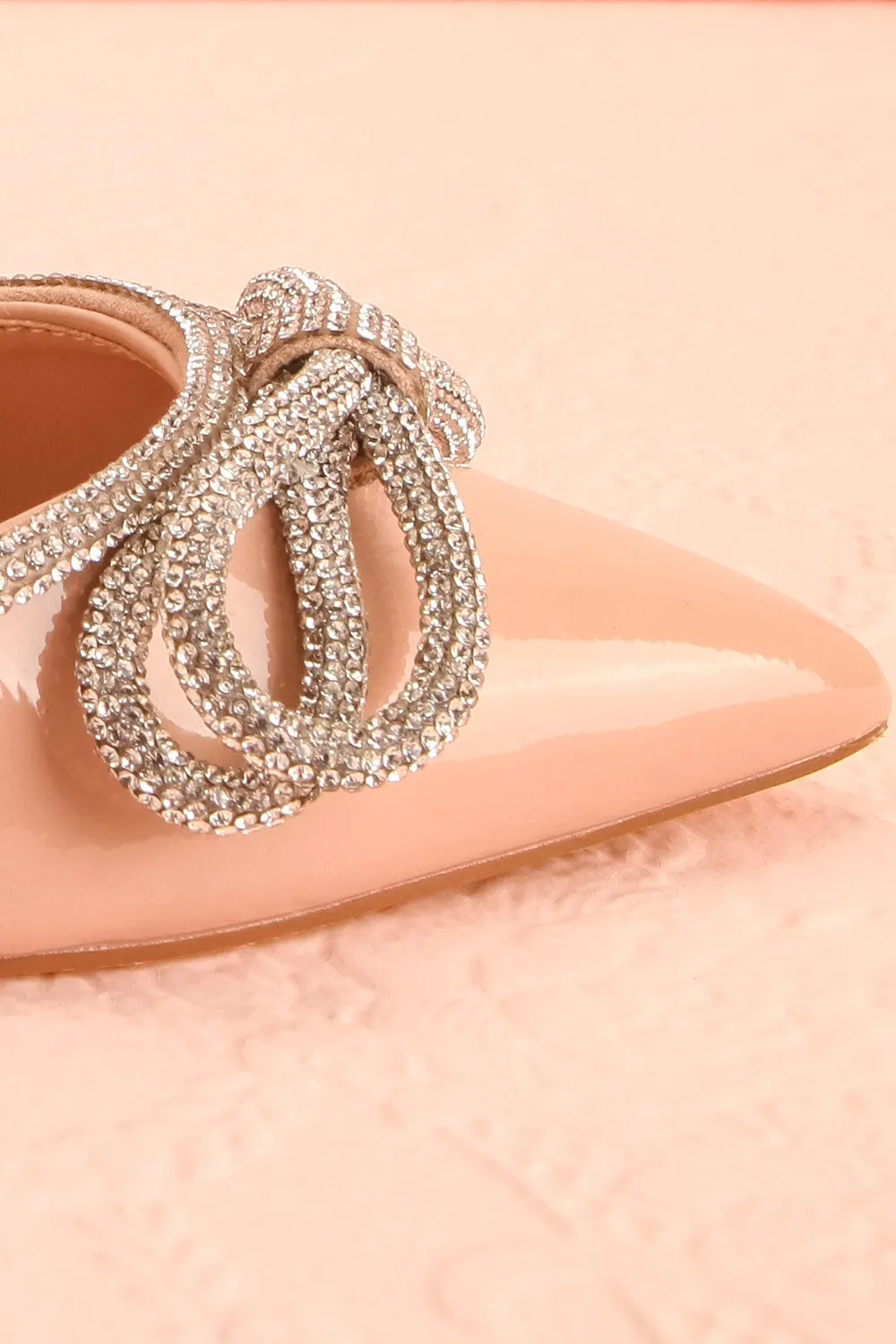 Commeatus Beige | Pointed-Toe Heels w/ Sequin Bow
