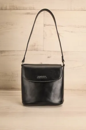 Contrail | Black Faux Leather Bucket Bag