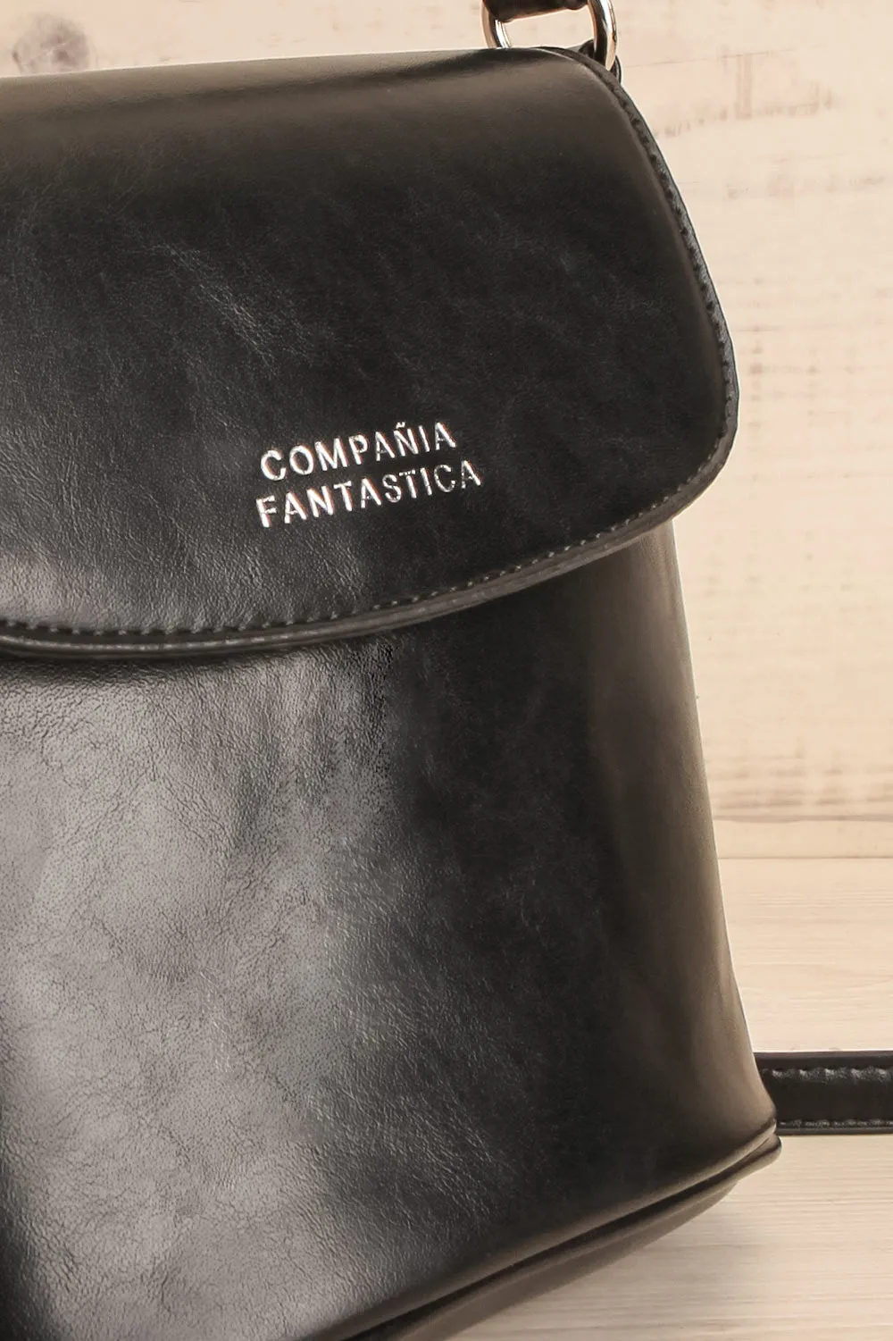 Contrail | Black Faux Leather Bucket Bag