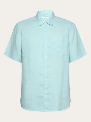 Custom fit linen short sleeve shirt - Aqua-Esque Knowledge Cotton