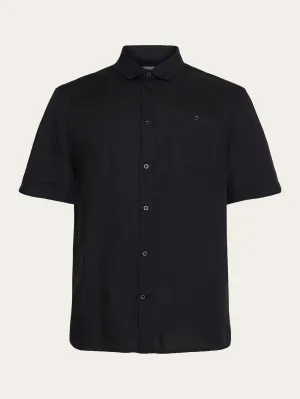 Custom fit linen short sleeve shirt - Black Jet Knowledge Cotton