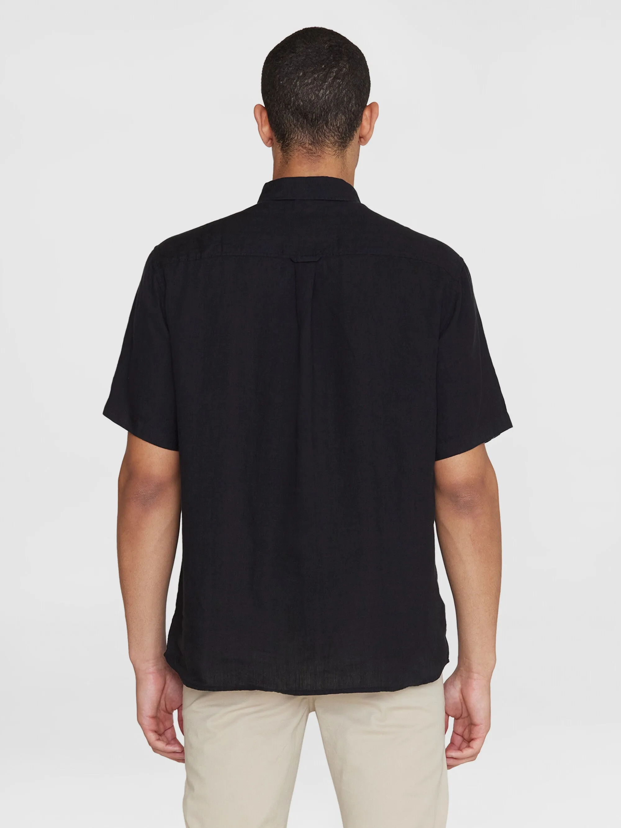 Custom fit linen short sleeve shirt - Black Jet Knowledge Cotton