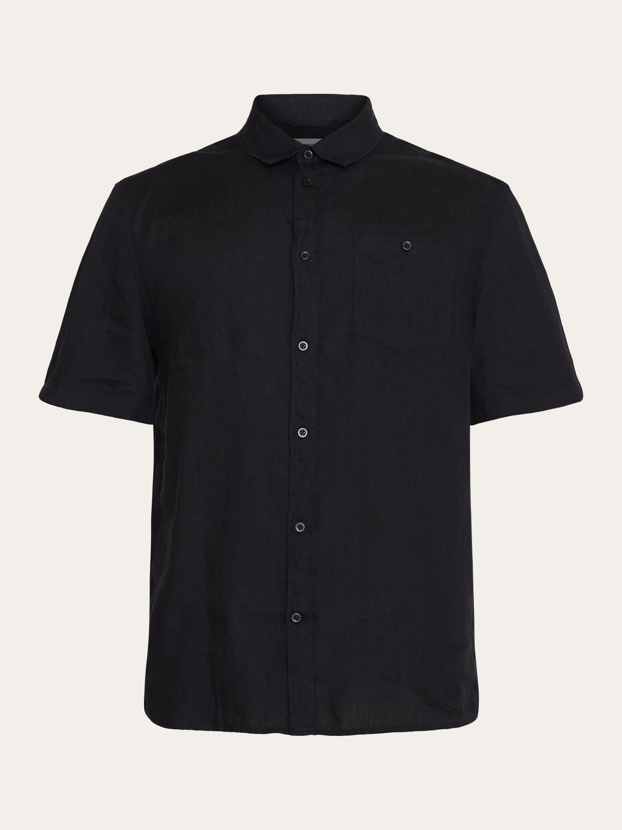 Custom fit linen short sleeve shirt - Black Jet Knowledge Cotton
