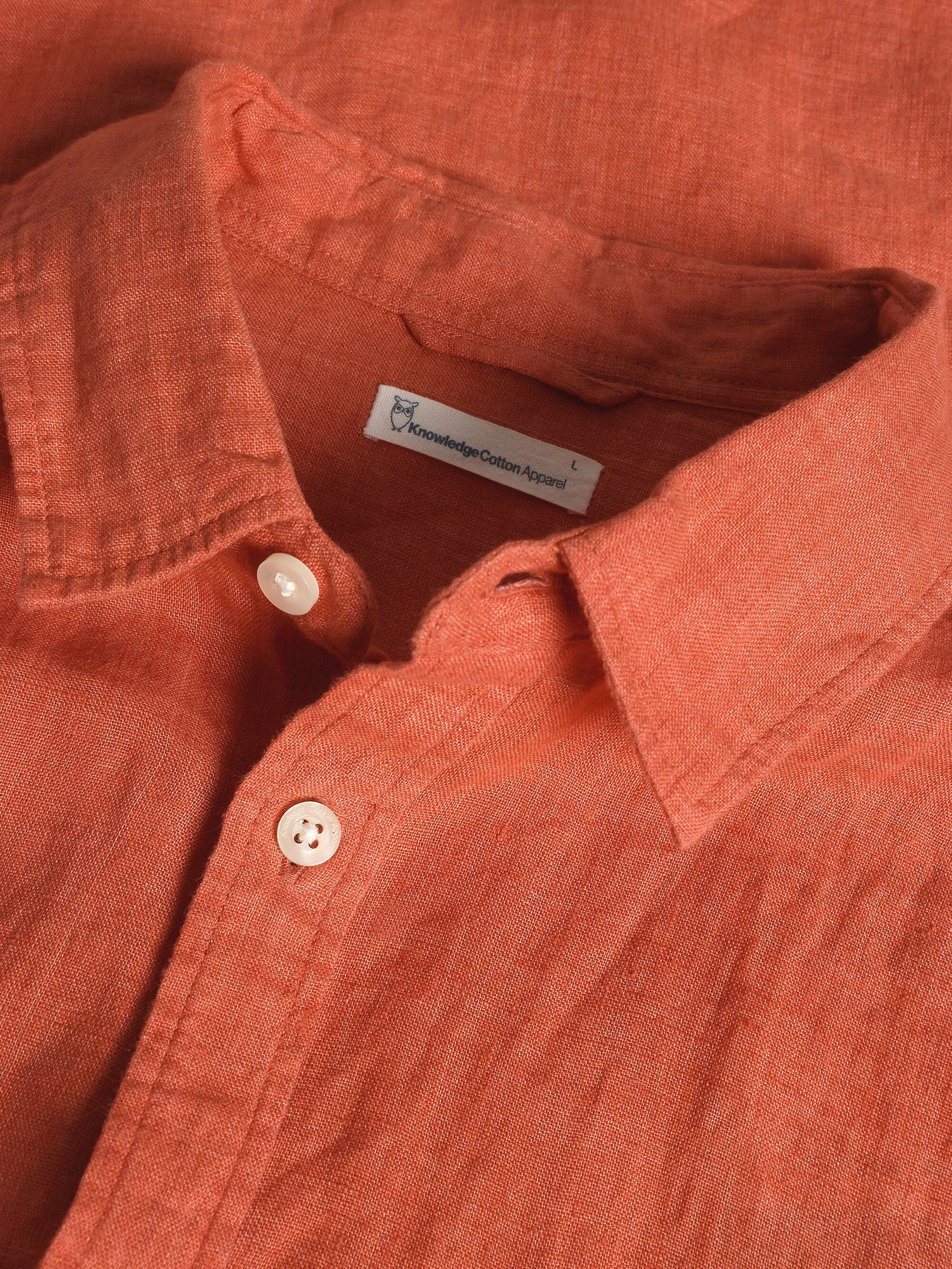 Custom fit linen short sleeve shirt - Langoustino Knowledge Cotton
