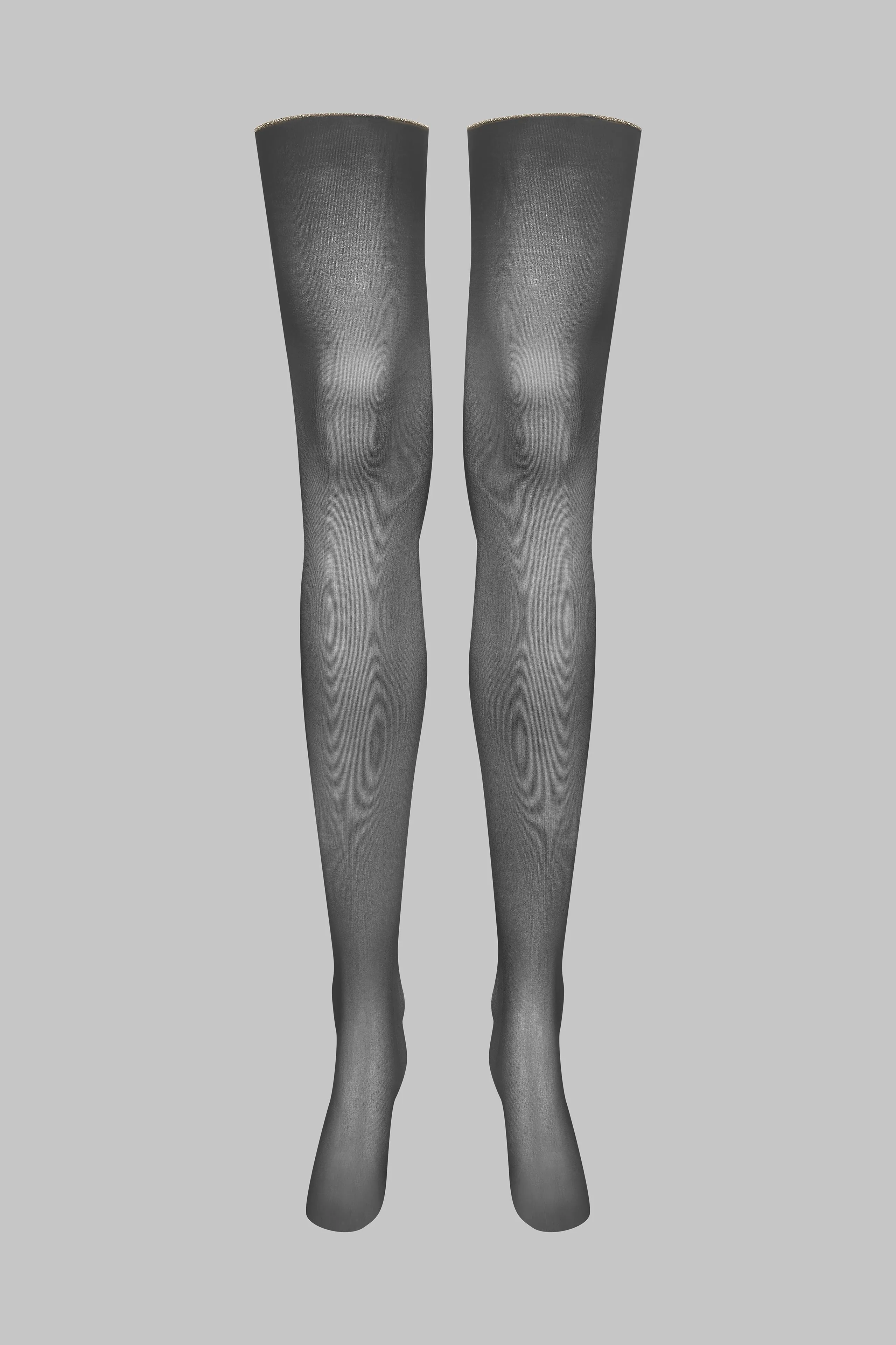 Cut and curled lurex back seamed stockings 20D - Black/Gold - Les Coquetteries Maison Close