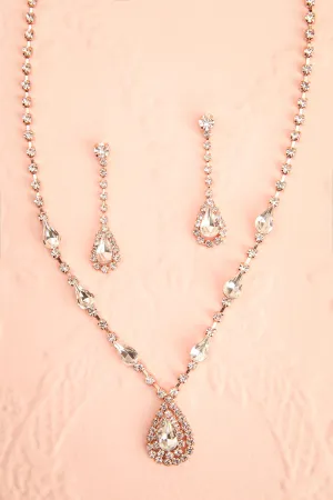 Cyrus Rosegold | Crystal Earrings & Necklace Set