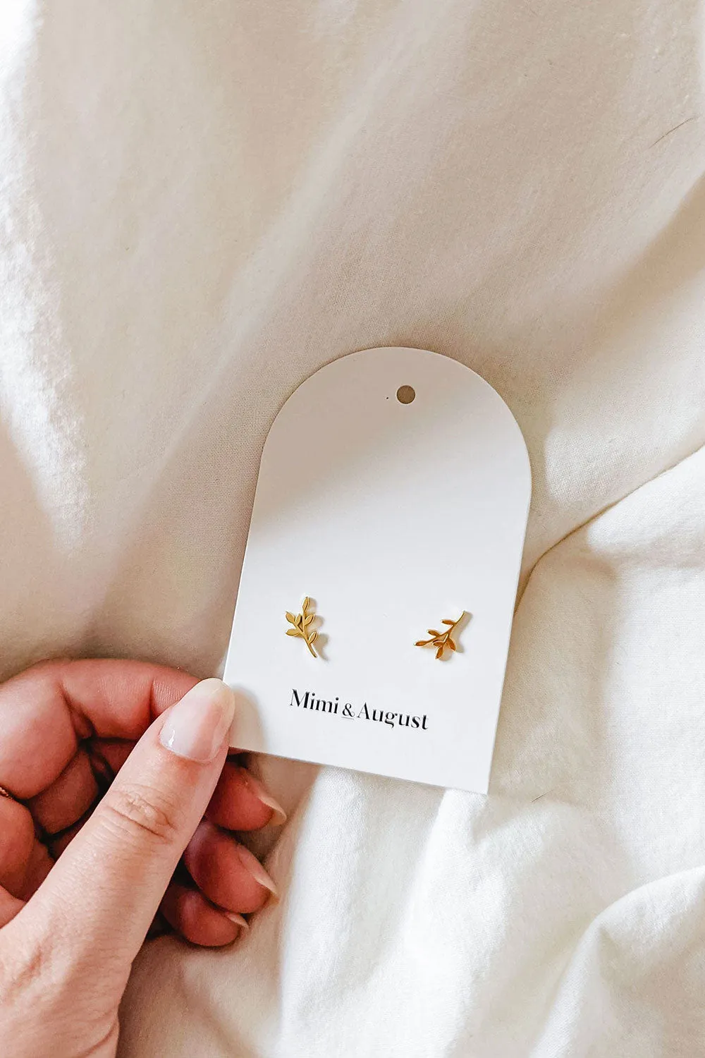 Dabord | Gold-Plated Olive Branch Stud Earrings