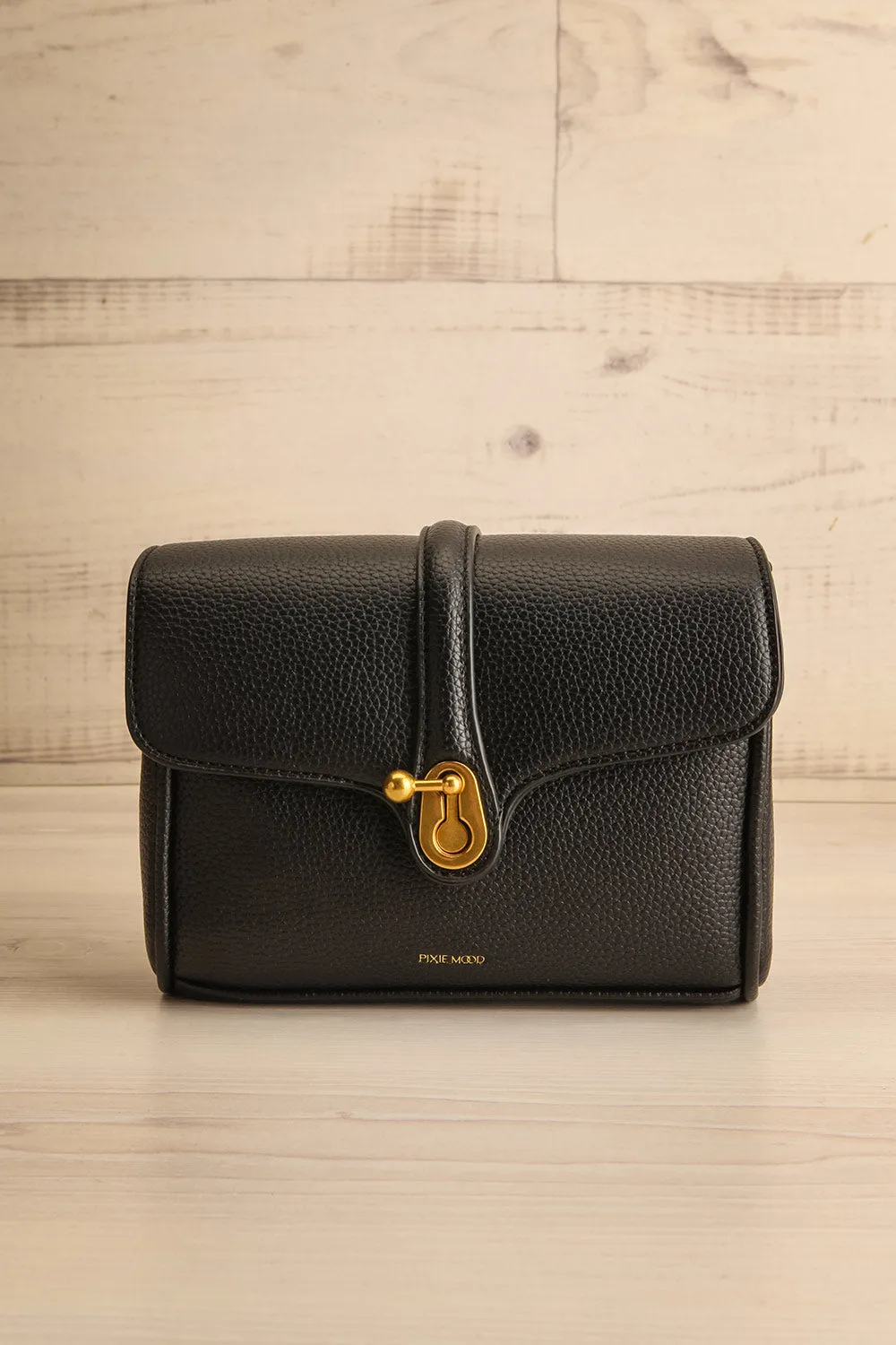 Deluge Black | Faux Leather Crossbody Bag