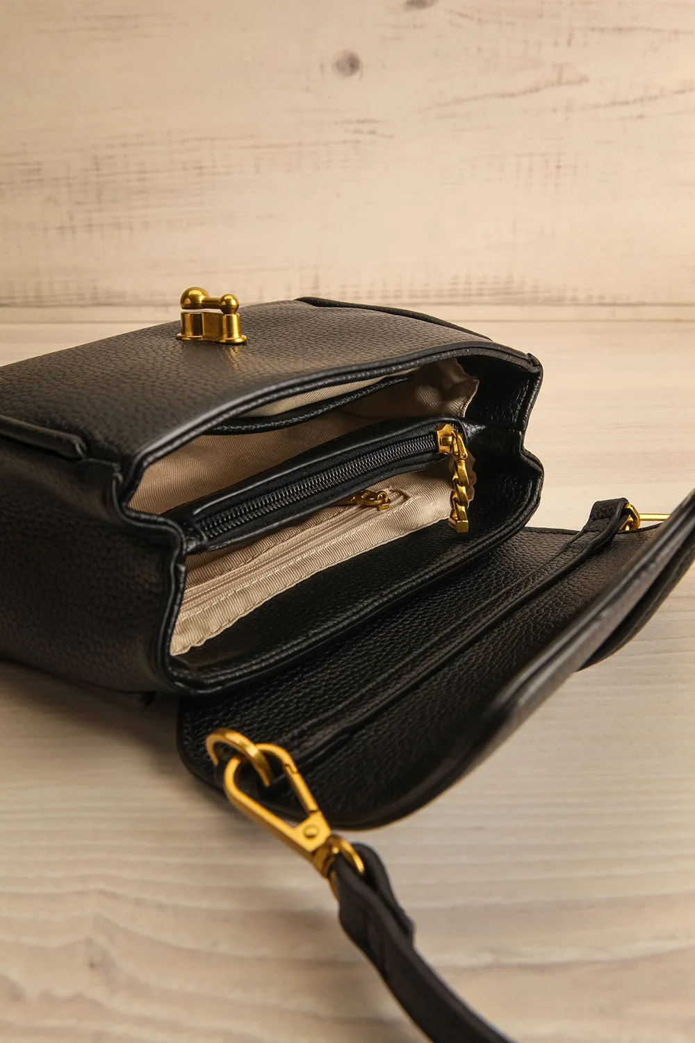 Deluge Black | Faux Leather Crossbody Bag