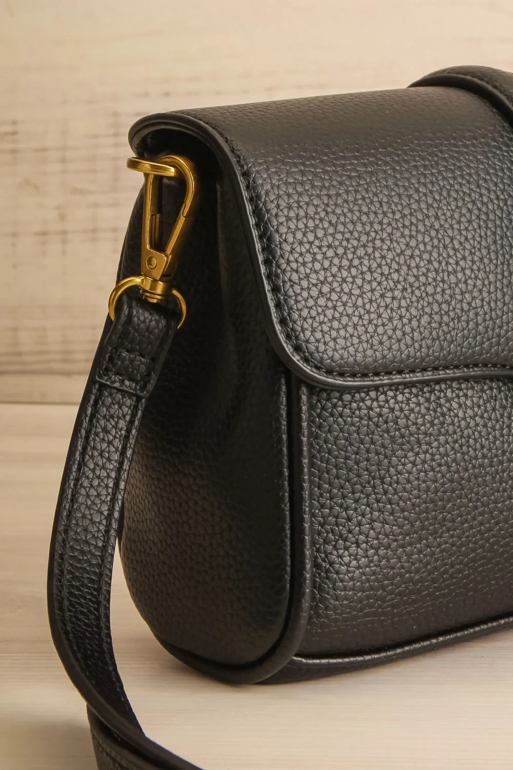 Deluge Black | Faux Leather Crossbody Bag