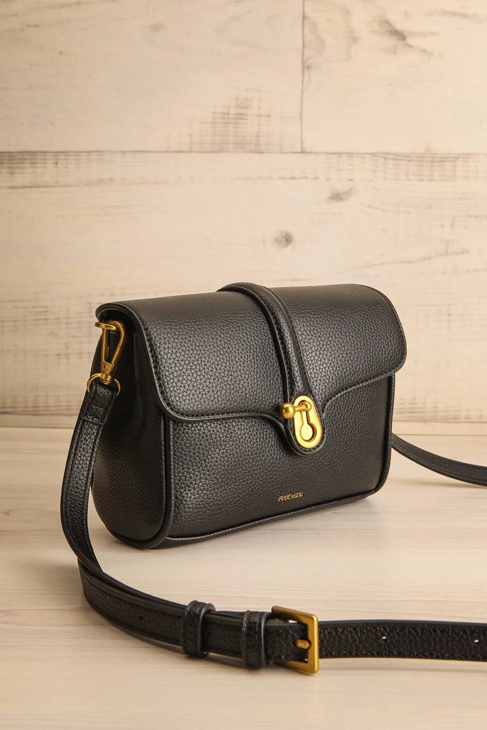 Deluge Black | Faux Leather Crossbody Bag