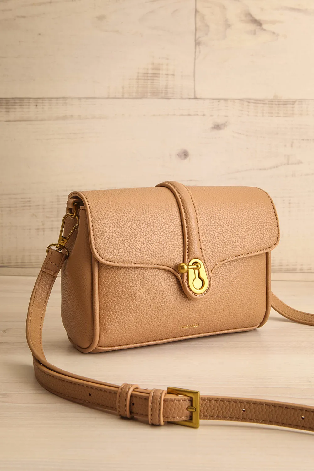 Deluge Taupe | Faux Leather Crossbody Bag