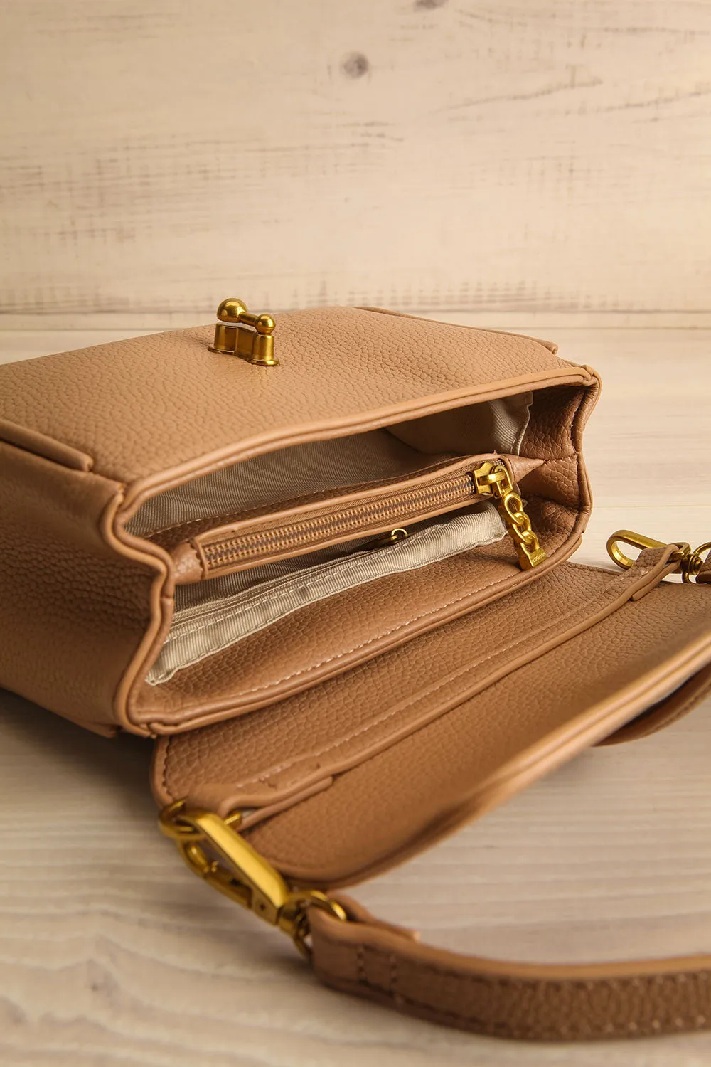 Deluge Taupe | Faux Leather Crossbody Bag