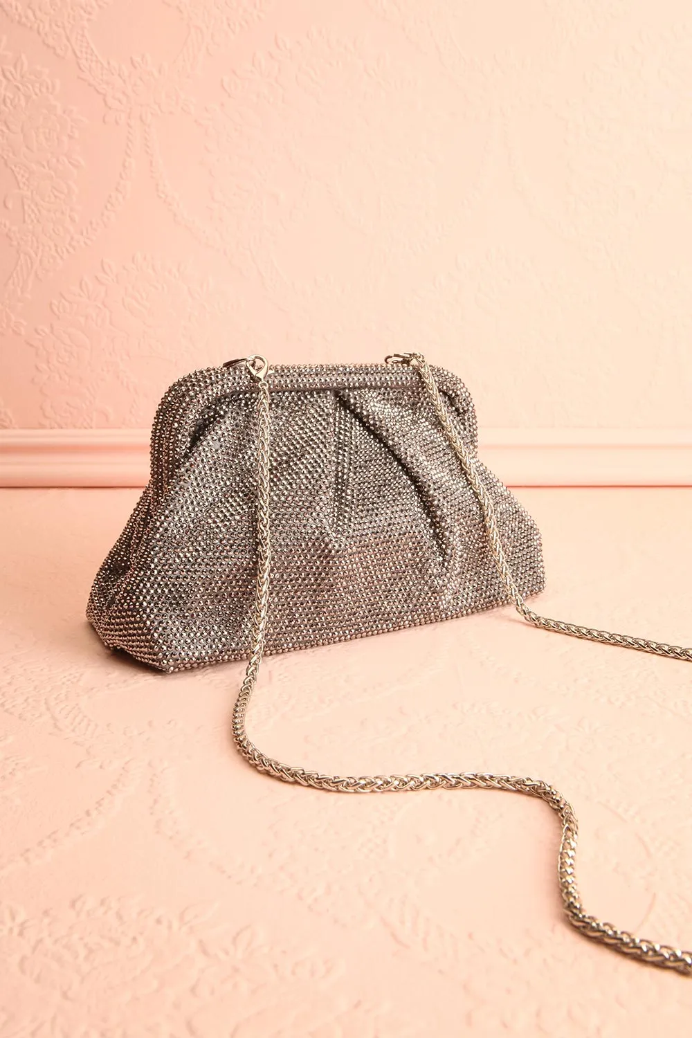 Demure Silver | Crystal Clutch