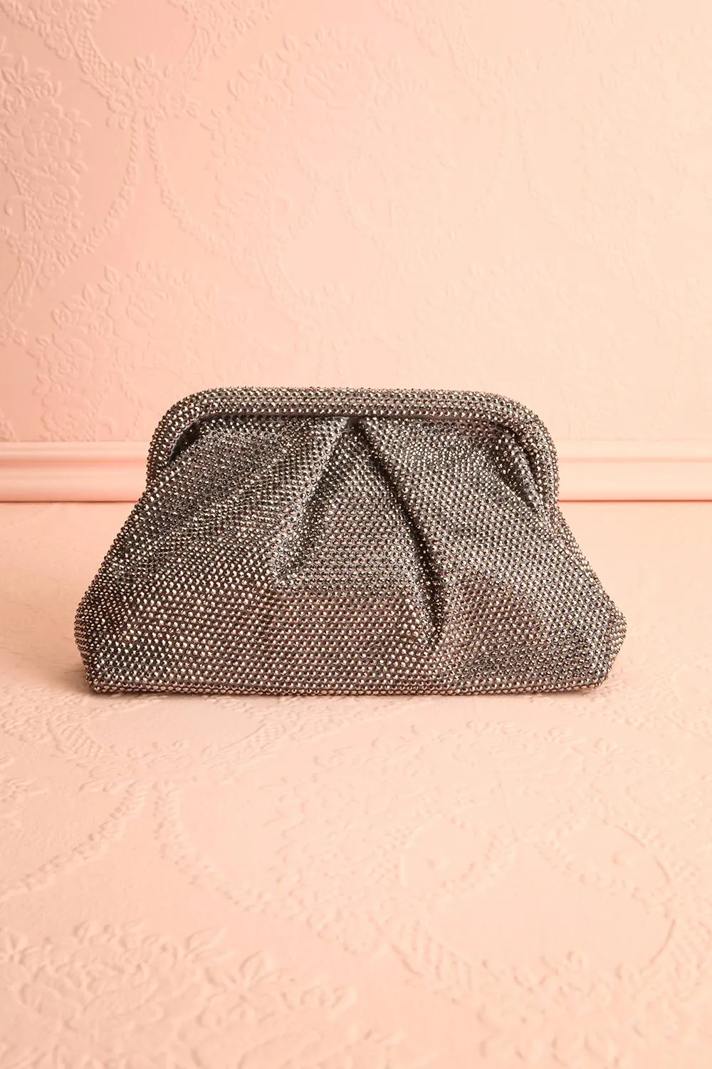 Demure Silver | Crystal Clutch