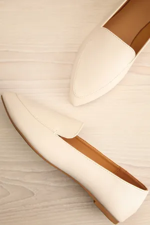 Dinteranthus Ivory | Pointed Faux-Leather Loafers