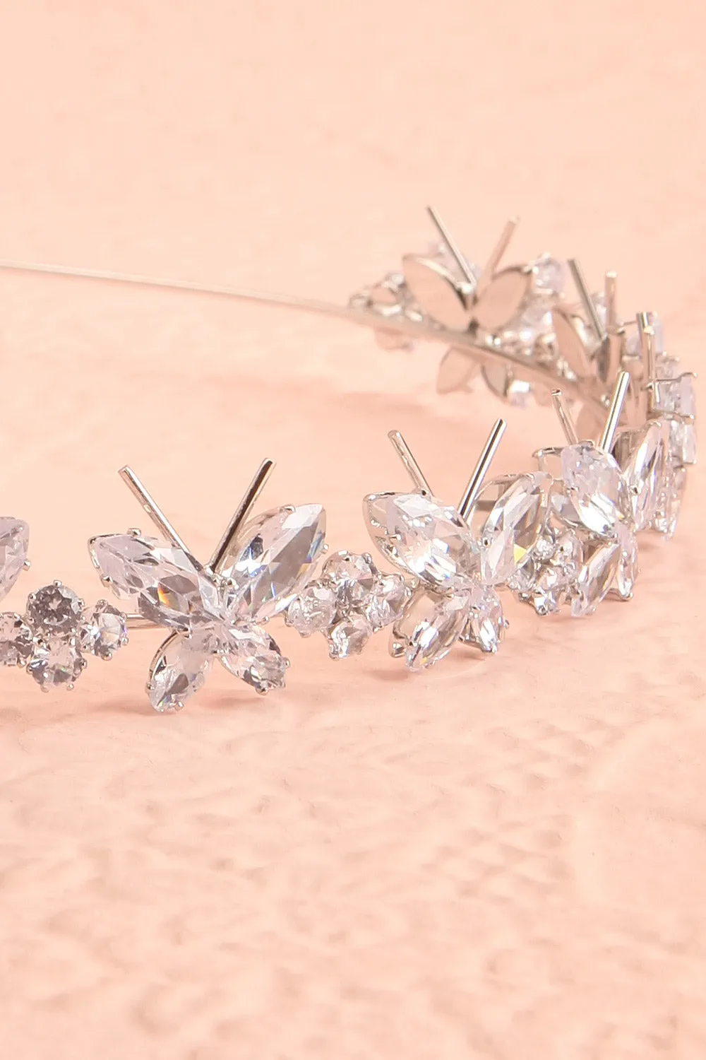 Drogo | Silver Headband w/ Crystal Butterflies