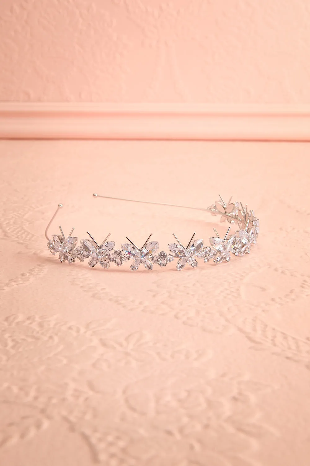 Drogo | Silver Headband w/ Crystal Butterflies