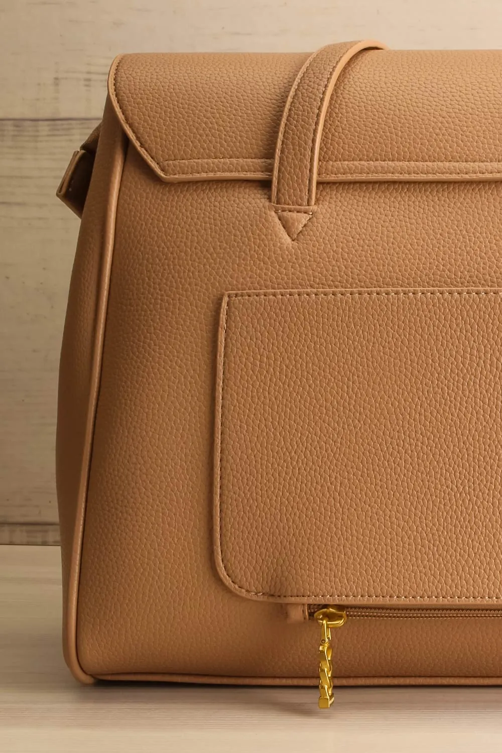 Durian | Taupe Faux Leather Travel Tote Bag
