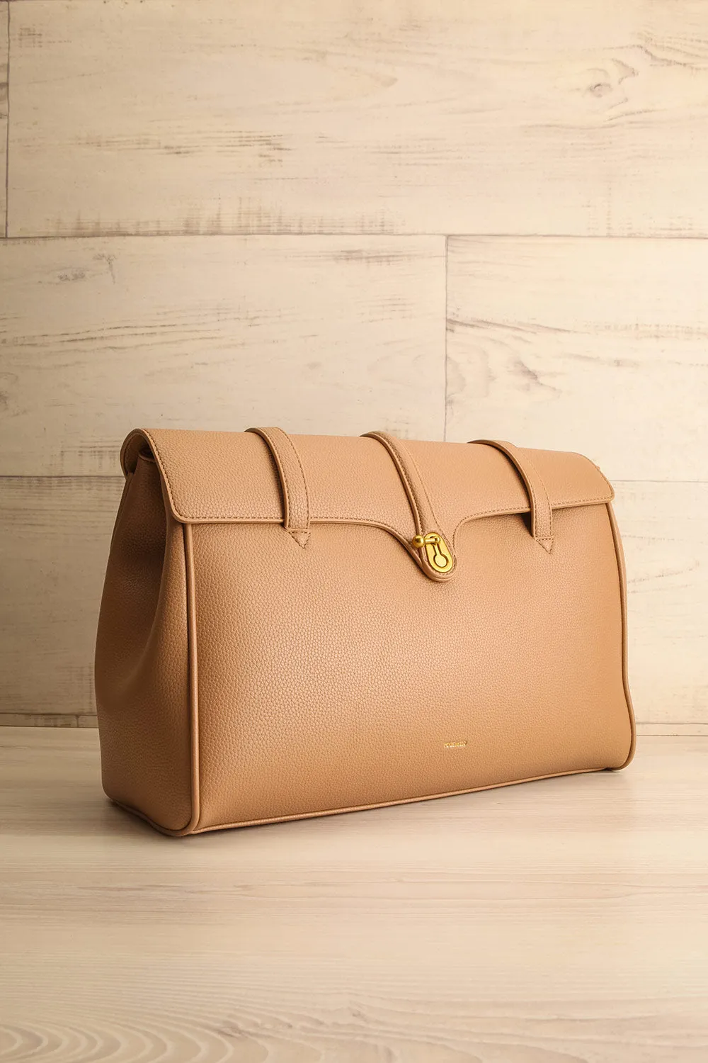Durian | Taupe Faux Leather Travel Tote Bag