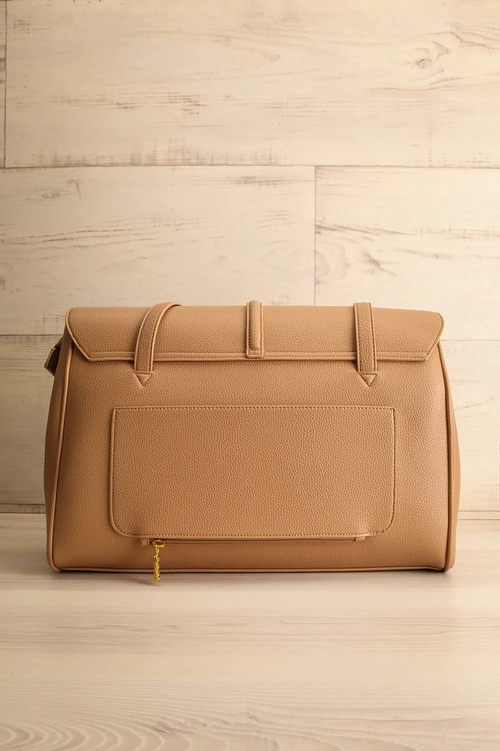 Durian | Taupe Faux Leather Travel Tote Bag