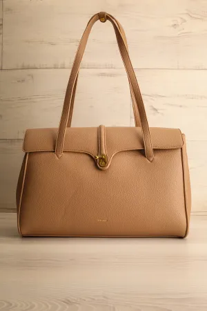 Durian | Taupe Faux Leather Travel Tote Bag