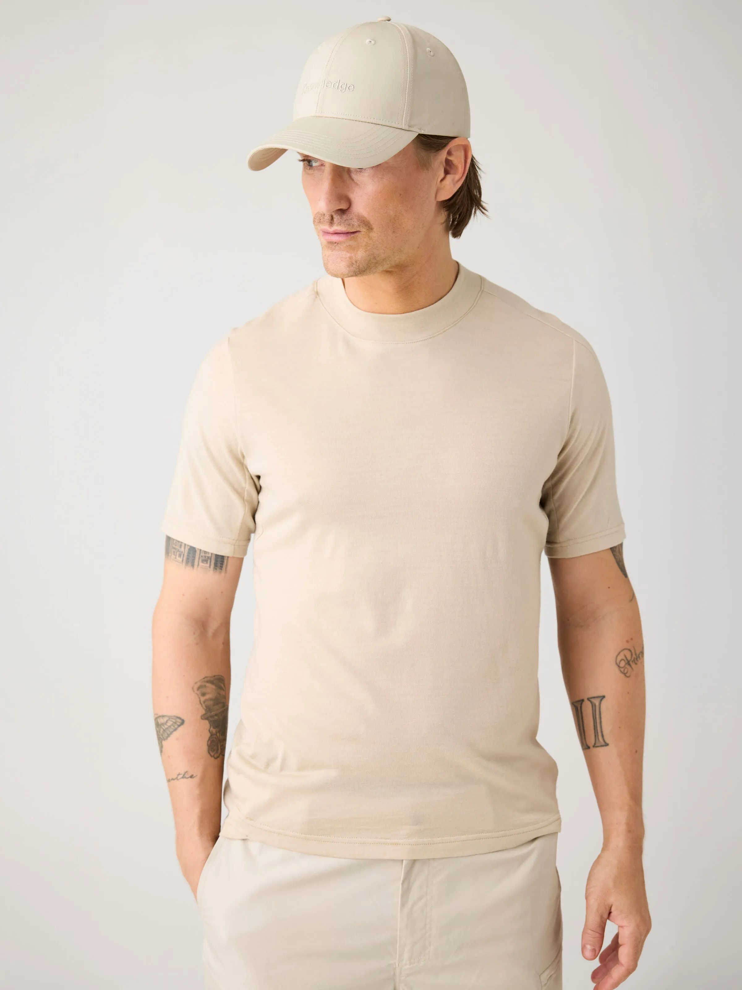 Dynamic Wool 175 Single constructed t-shirt - RWS - Light feather gray Knowledge Cotton