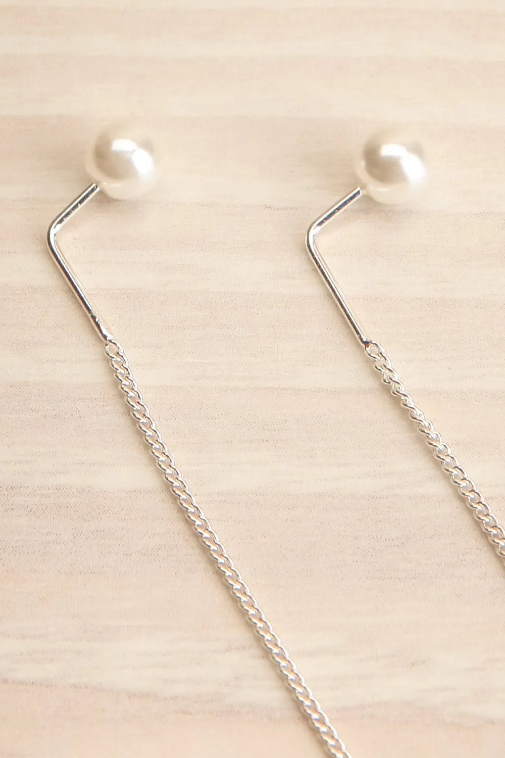 Elba Silver | Thread Through Earrings w/ Pearl