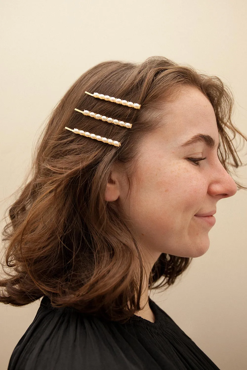 Elgines | Set of 3 Golden Bobby Pins w/ Pearls