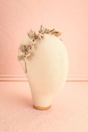 Elite Beige | Thin Headband w/ Bows