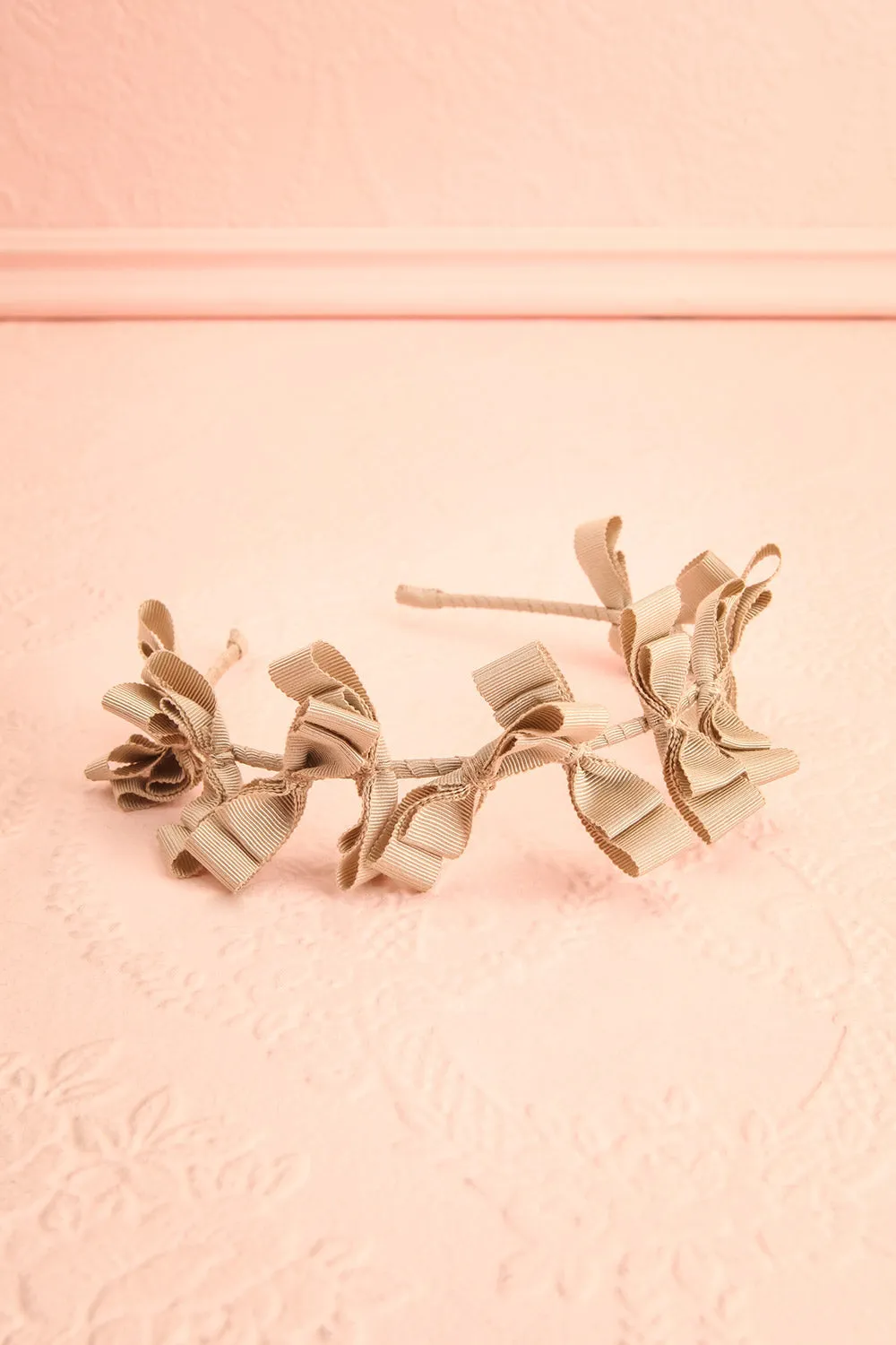 Elite Beige | Thin Headband w/ Bows