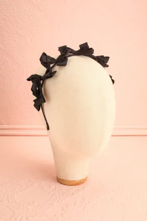 Elite Black | Thin Headband w/ Bows