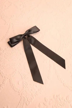 Ezelle Black | Satin Bow Hair Clip
