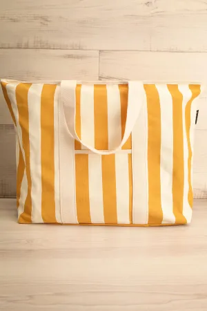 Fairlight Yellow | Striped Beach Tote Bag