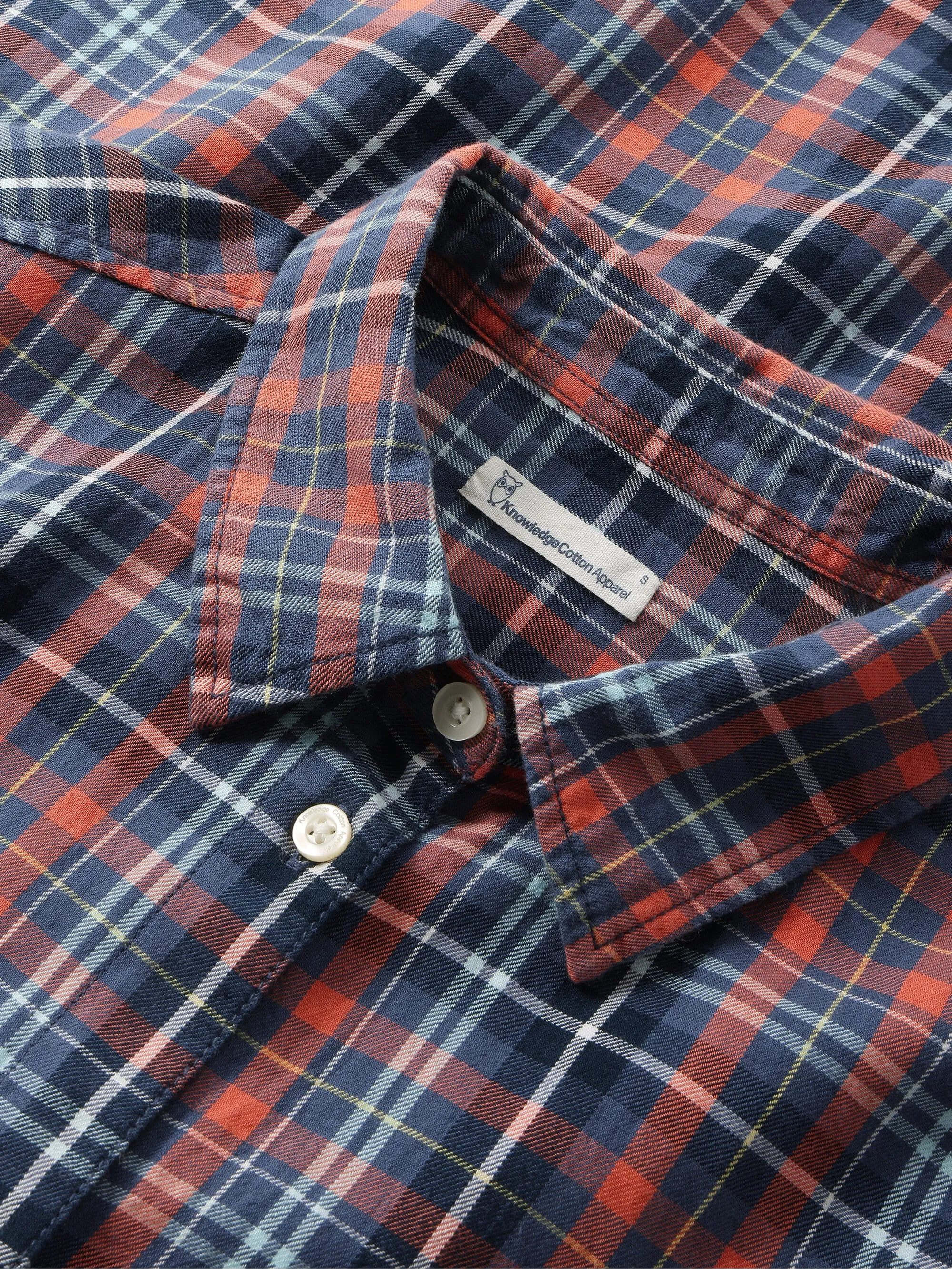 Flannel boyfriend fit checked shirt - GOTS/Vegan - blue check Knowledge Cotton