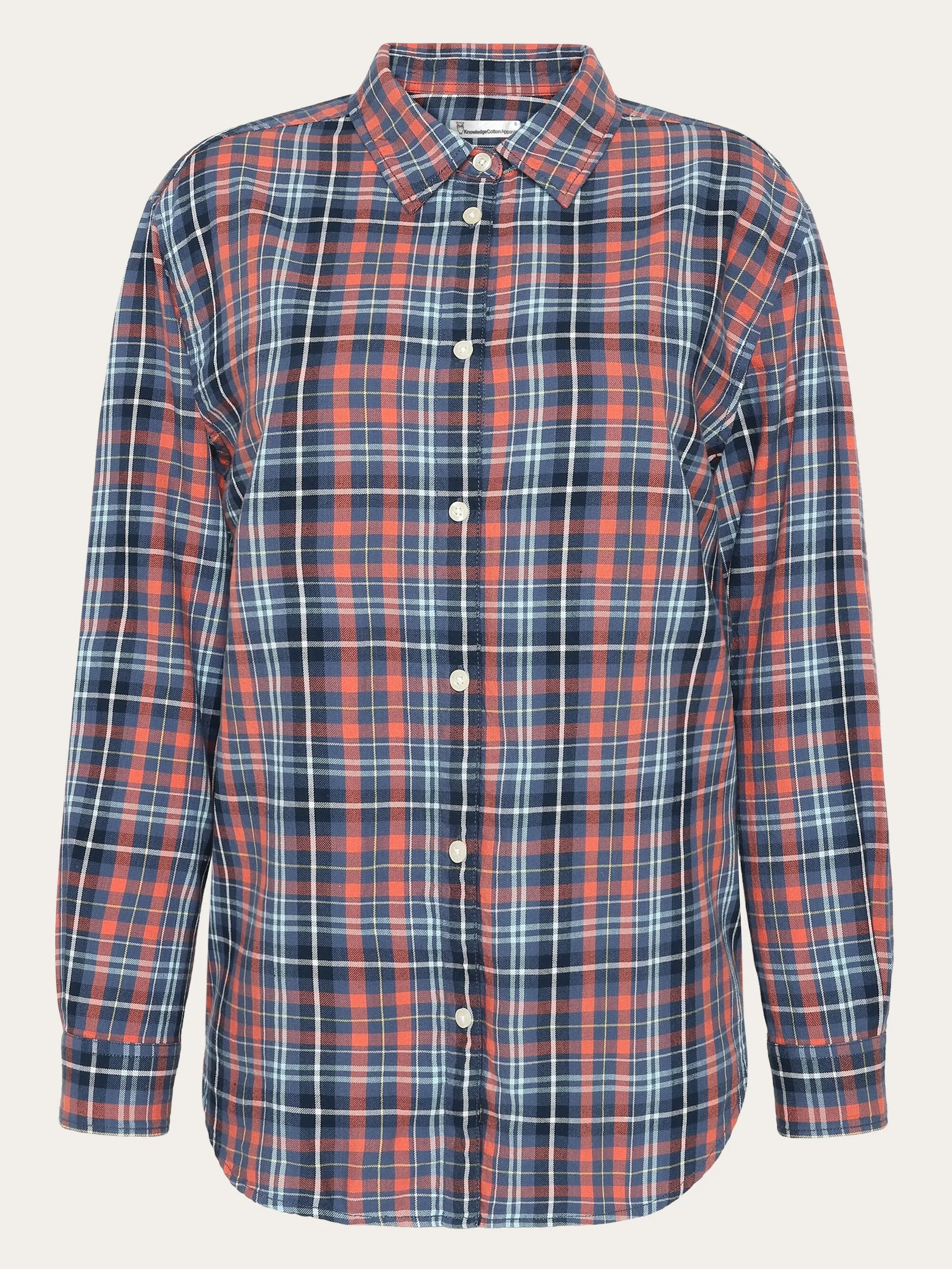 Flannel boyfriend fit checked shirt - GOTS/Vegan - blue check Knowledge Cotton