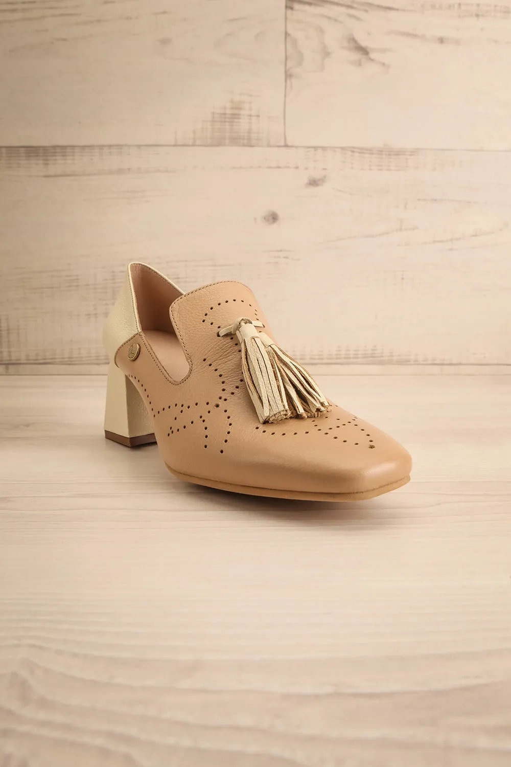 Flowur | Bicolored Heeled Loafer w/ Perforations