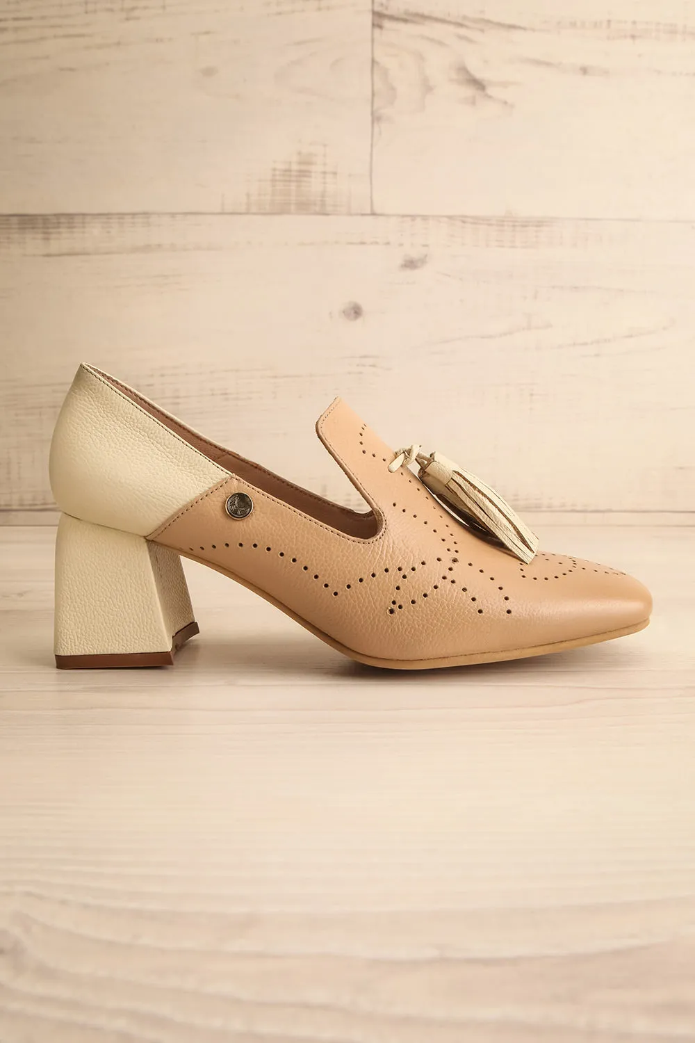 Flowur | Bicolored Heeled Loafer w/ Perforations