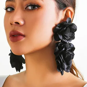 Fluffy Fabric Flower Petal Drop Earrings Anna Kay Co