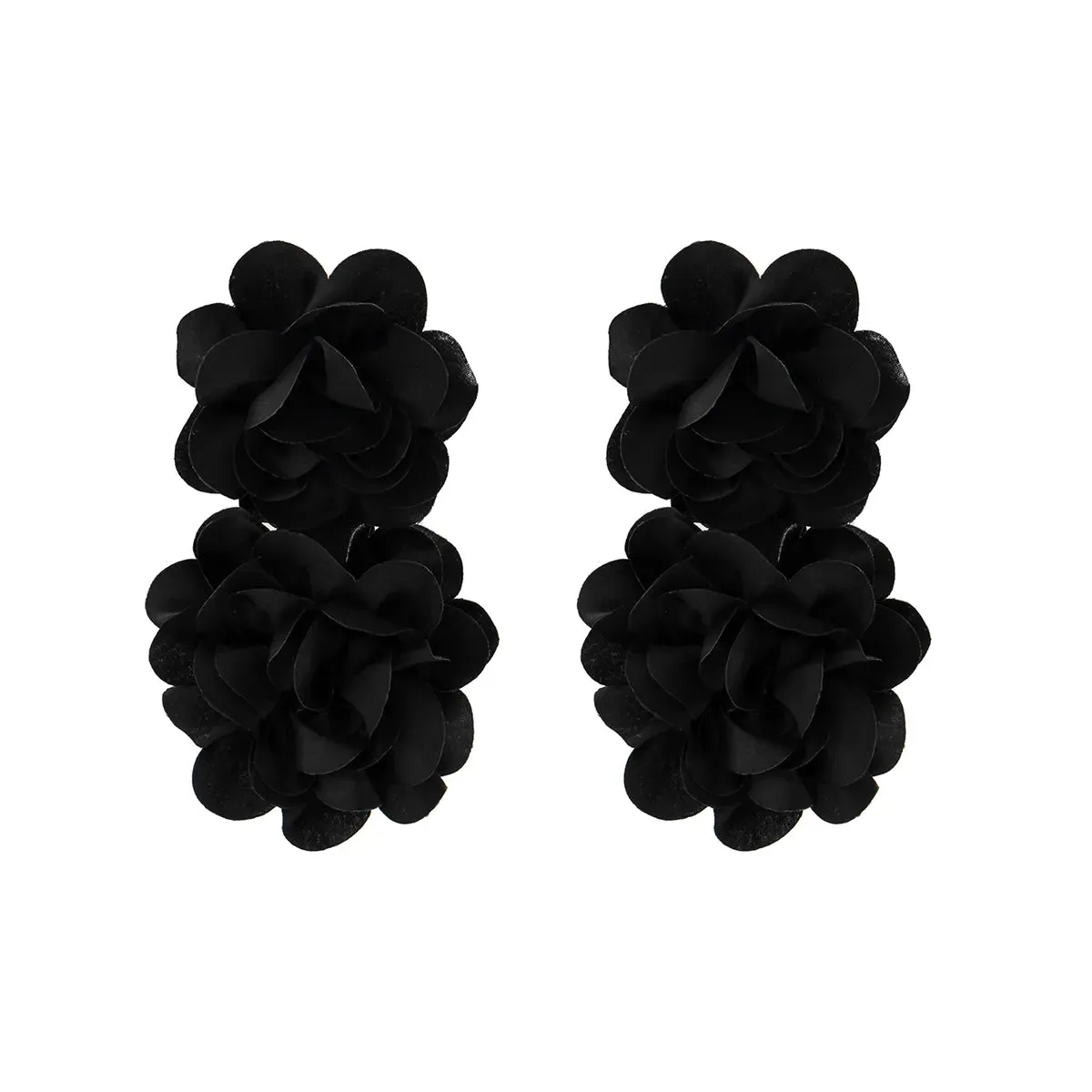 Fluffy Fabric Flower Petal Drop Earrings Anna Kay Co