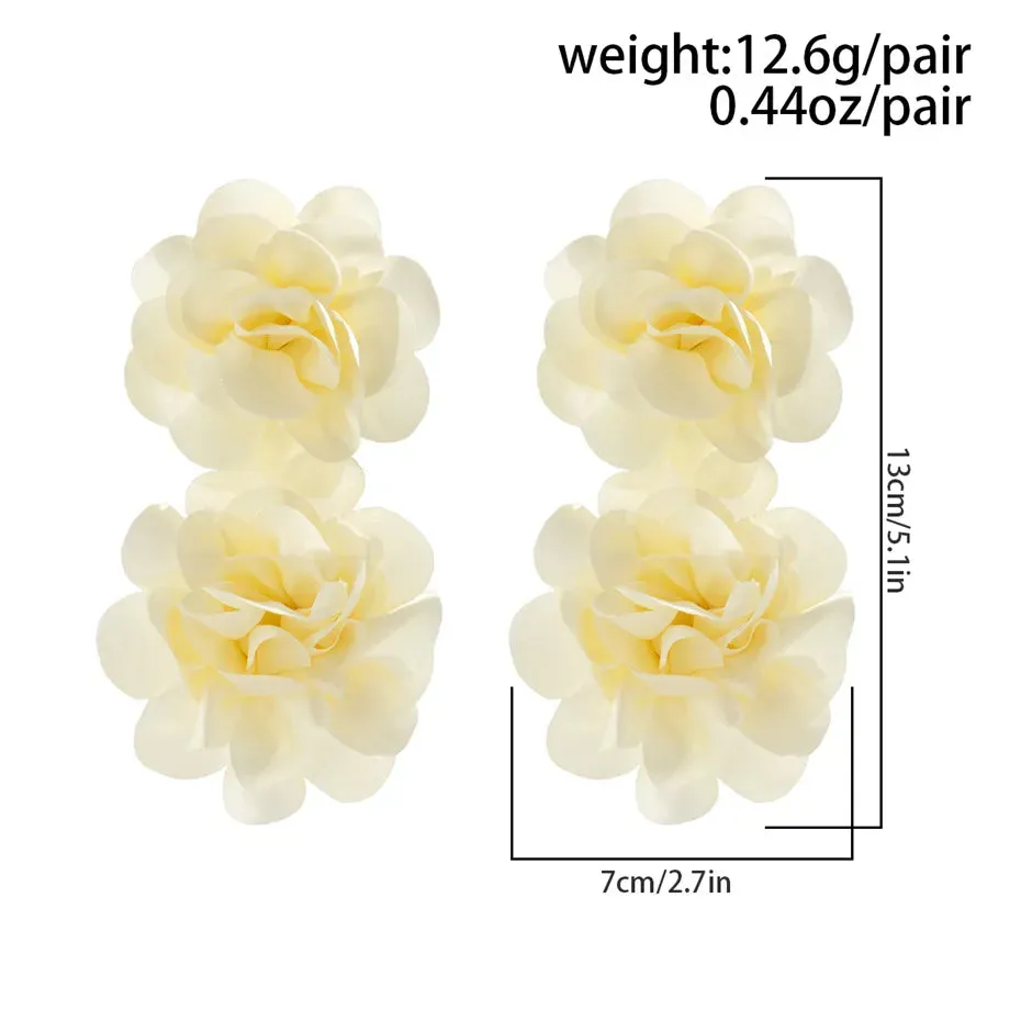Fluffy Fabric Flower Petal Drop Earrings Anna Kay Co
