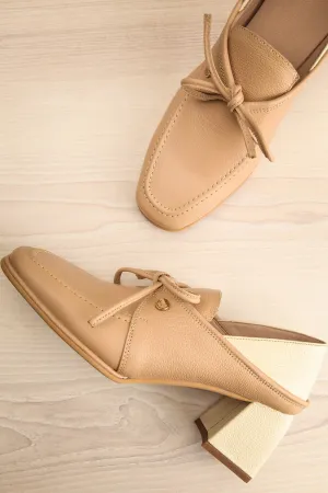 Focus Beige | Bicolored Heeled Loafer