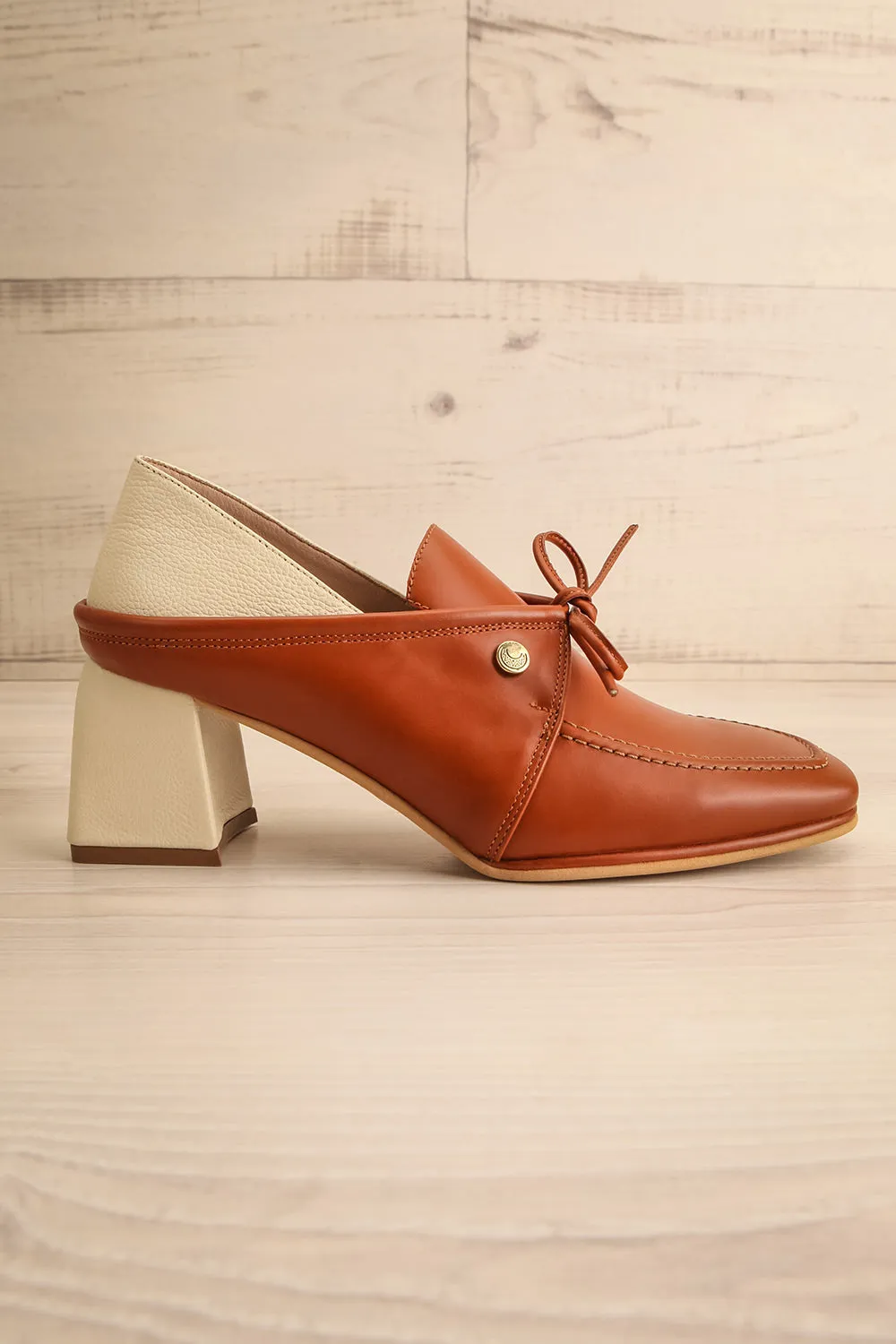 Focus Brown | Bicolored Heeled Loafer