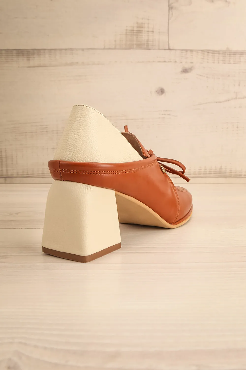Focus Brown | Bicolored Heeled Loafer