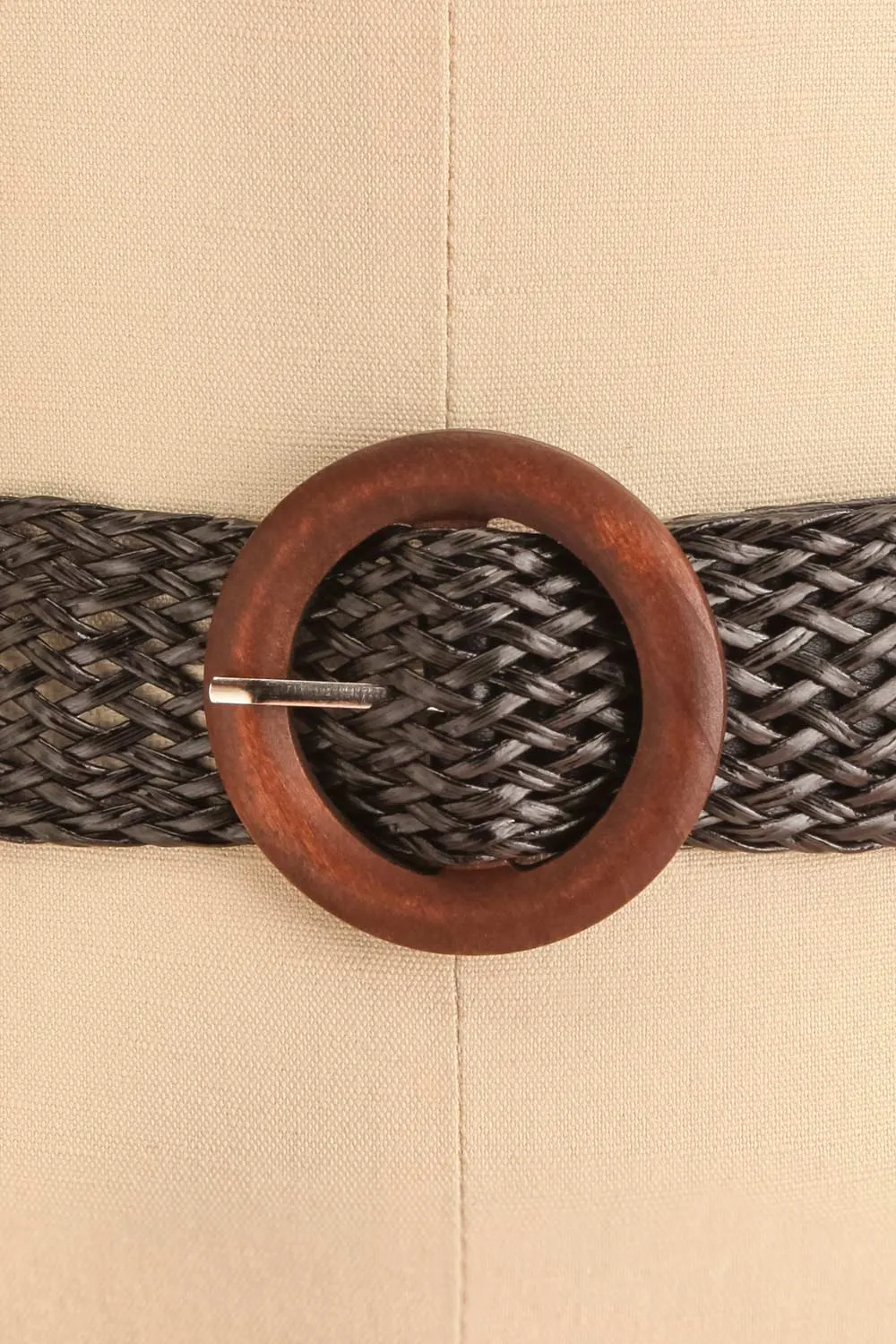 Gaperon Black | Faux-Leather Woven Belt