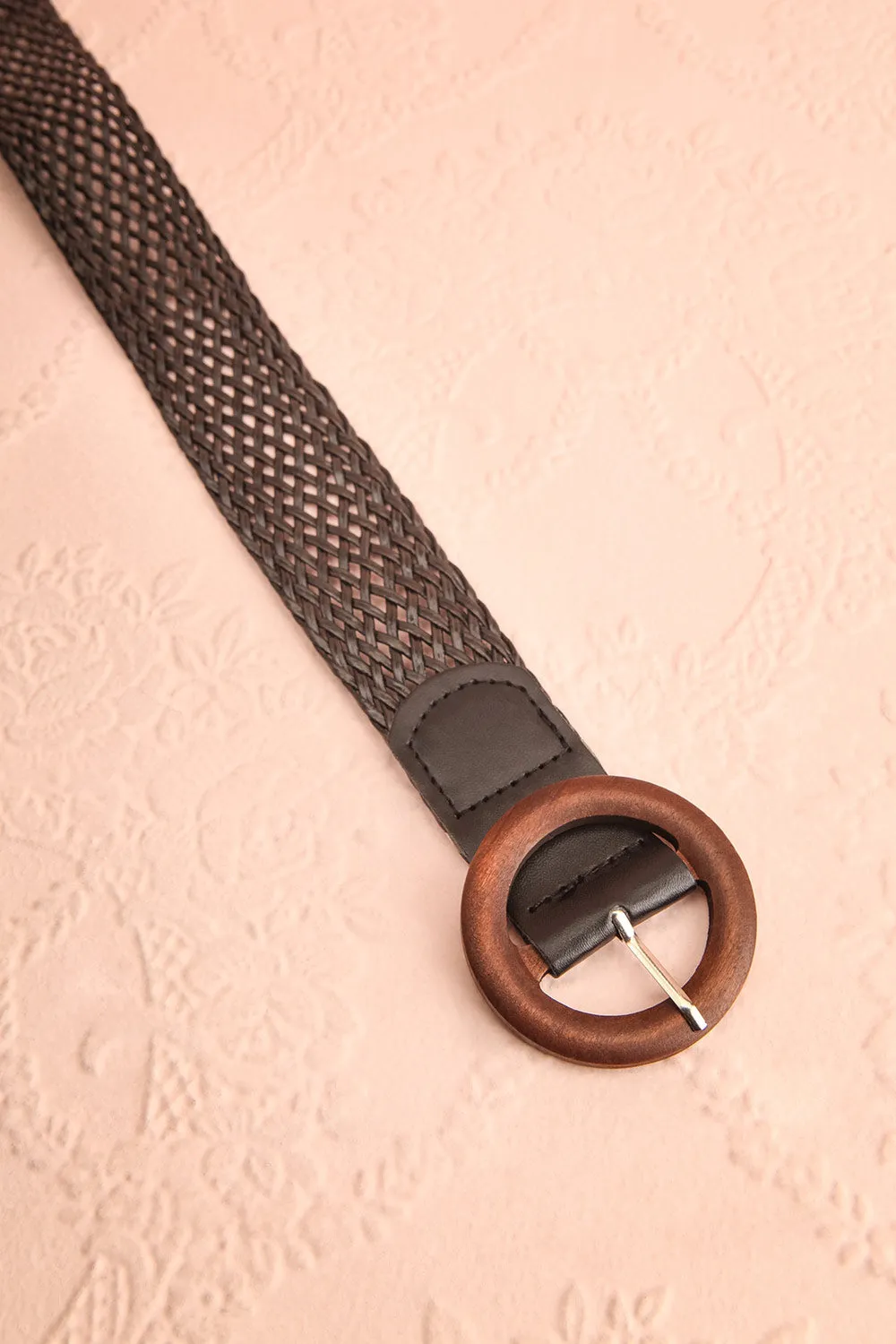 Gaperon Black | Faux-Leather Woven Belt